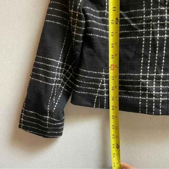 Escada Bushra Virgin Wool Angora black white plaid one button blazer Sz 38 - Picture 11 of 11